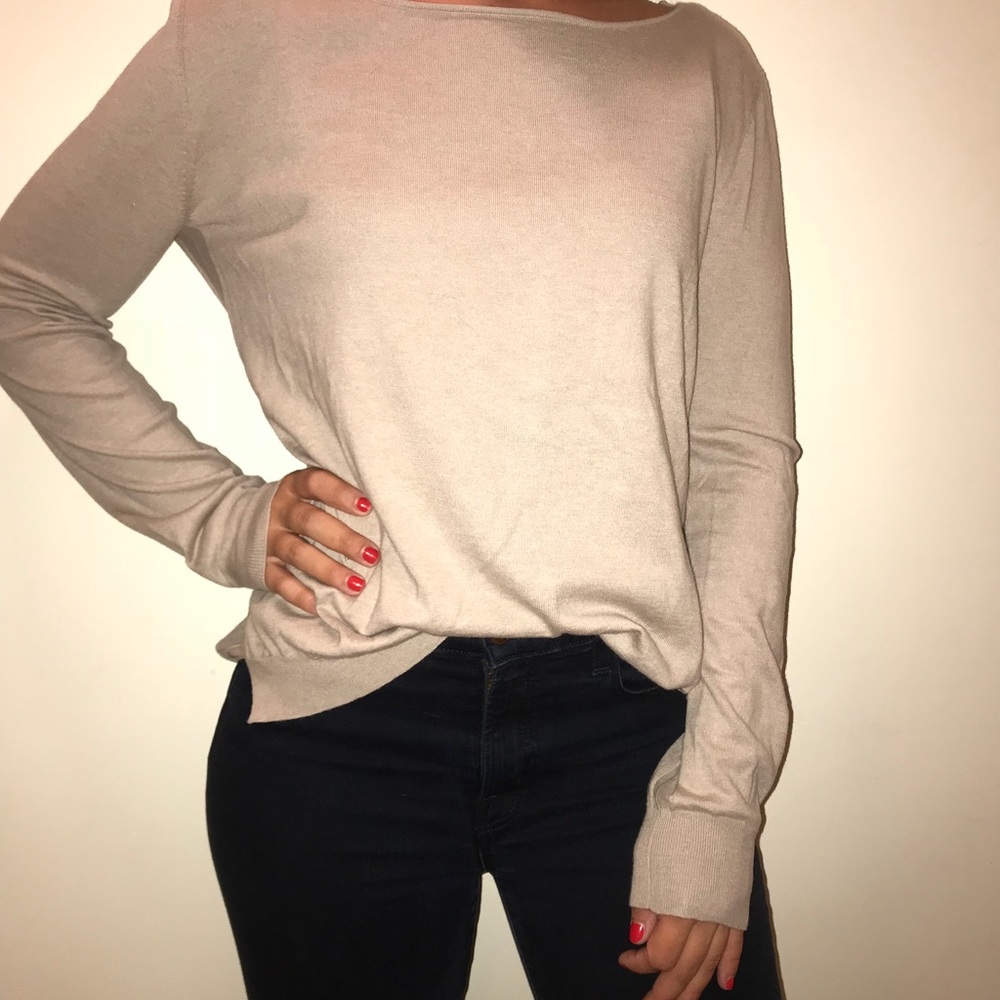 Blush pink sweater, open back